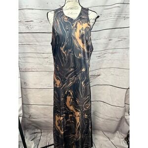 Express Maxi‎ Dress XL Abstract Swirl Print Sleeveless Keyhole Back